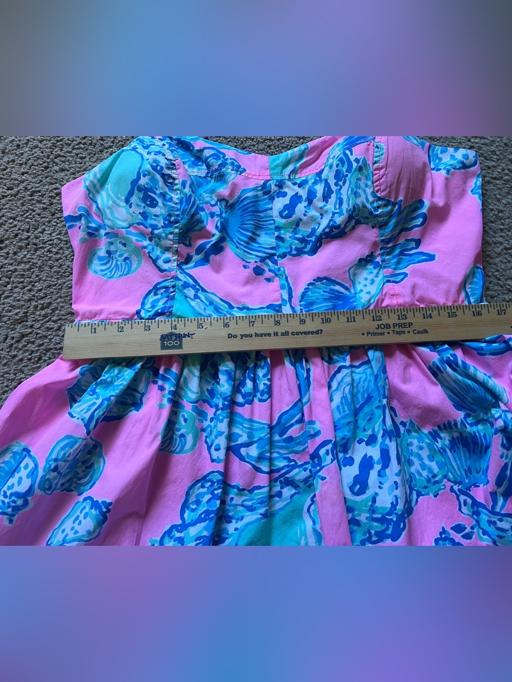 LILLY PULITZER Ardleigh Sun Dress Pink Blue Seashell Print Sz 16 Smocked Pockets - Picture 9 of 11